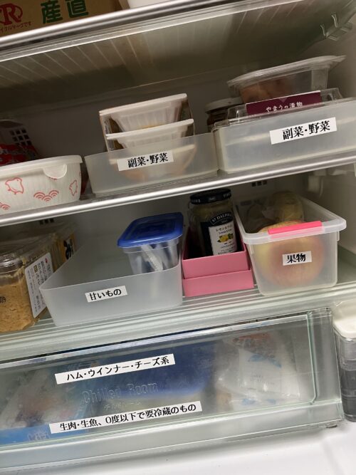 雑にラベリングしたわが家の冷蔵庫